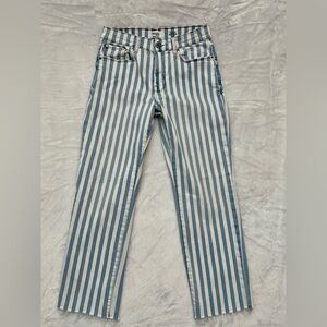 Kensie Allie Blue and White Striped straight leg Jeans - 4 27